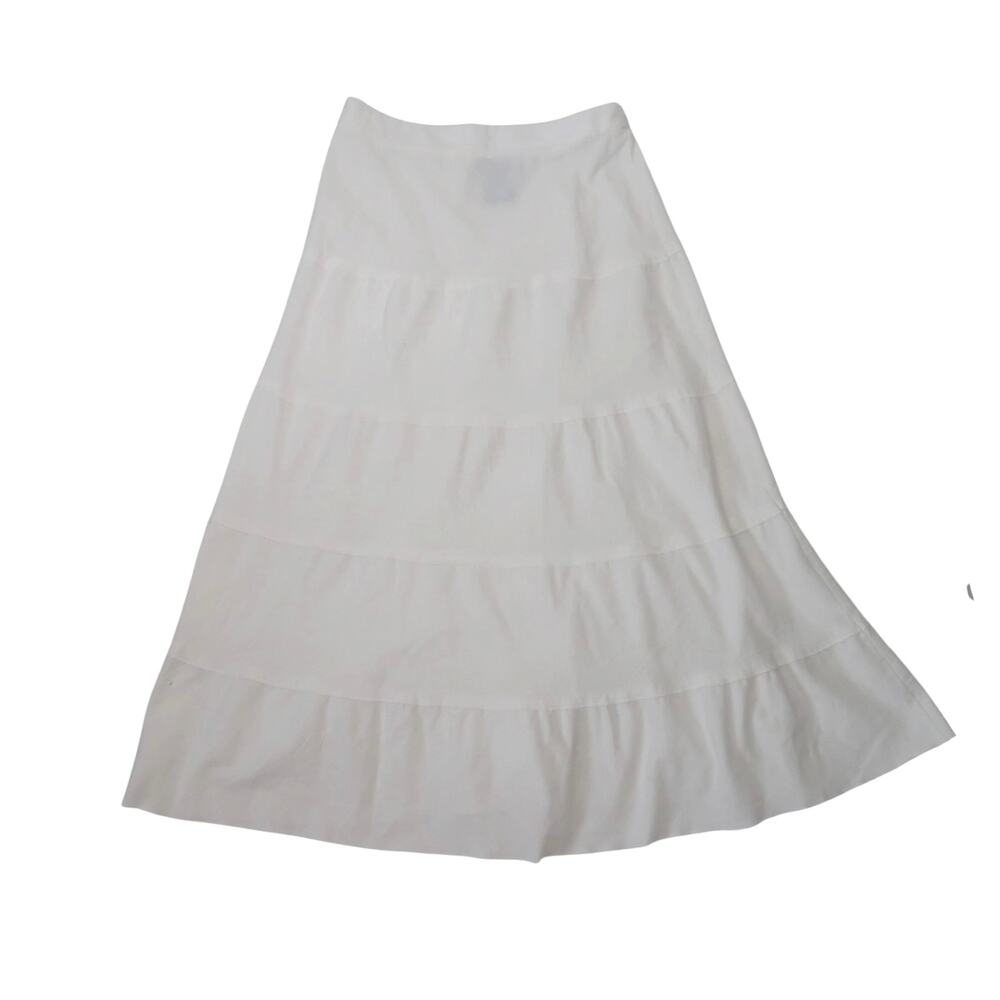 Vintage Y2K Metro Wear White Tiered Midi Peasant Skirt S